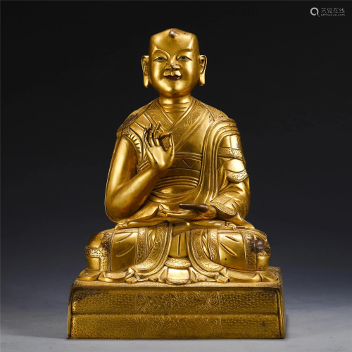 CHINESE GILT BRONZE BUDDHA STATUE