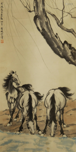 CHINESE HANGING SCROLL INK PAINTING OF XU…