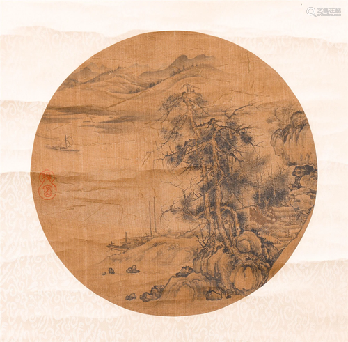 CHINESE SILK HANDSCROLL PAINTING OF …