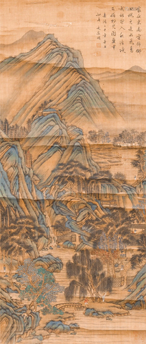 CHINESE SILK HANDSCROLL PAINTING OF …