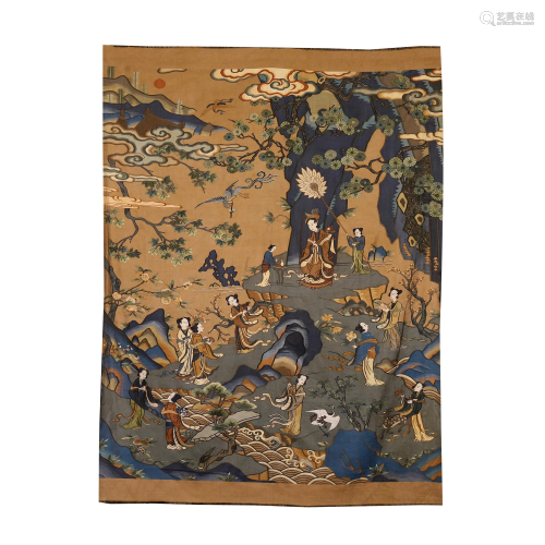 CHINESE EMBROIDERY KESI TAPESTRY DEPICTING FI…