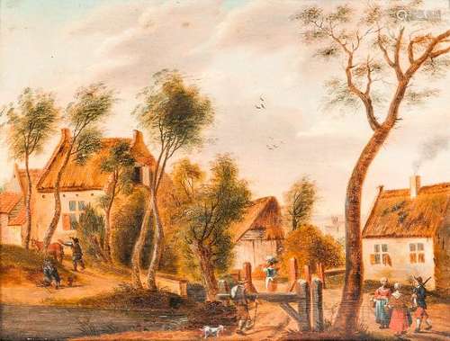 Dutch School, 17th Century Style Village Scene with Figures