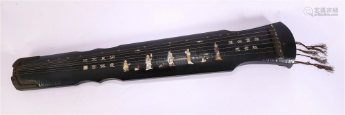 CHINESE BLACK LACQUER GUQIN WITH HAR…