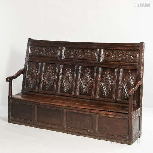 Carved Oak Settle