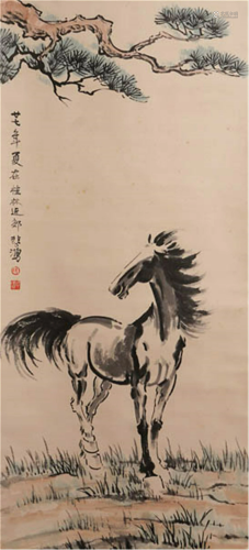 CHINESE INK AND COLOR PAINTING OF HORSE…