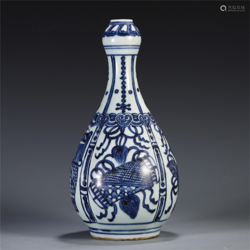 CHINESE BLUE AND WHITE PORCELAIN GARLIC M…