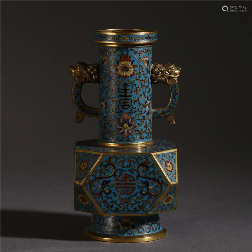 A CHINESE CLOISONNE DOUBLE DRAGO…
