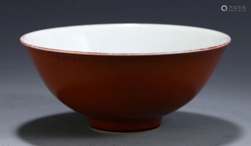 CHINESE PORCELAIN RED AND GLAZE BOWL