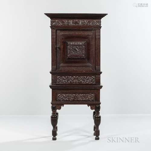 Carved Oak Cabinet-on-Stand