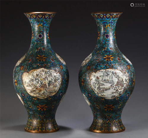 A PAIR OF CHINESE CLOISONNE FLOWER VASE