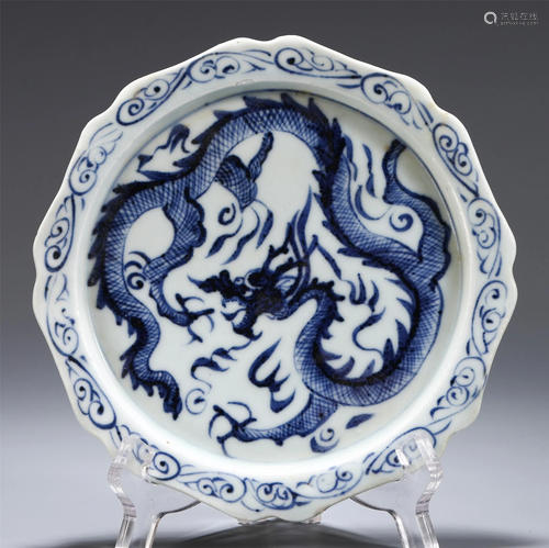 CHINESE BLUE AND WHITE PORCELAIN DRAGON …