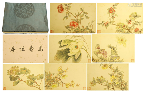 CHINESE PAINTING ALBUM OF FLOWERS BLOSSO…