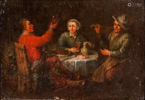 Dutch School, 17th Century Style Three Figures at a Tavern Table