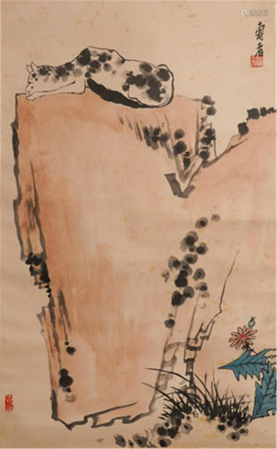 CHINESE INK AND COLOR PAINTING OF CAT O…