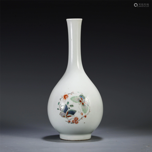 CHINESE WUCAI PORCELAIN FLOWER BIRD VASE