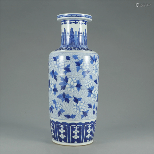 CHINESE BLUE AND WHITE PORCELAIN FLOWER …