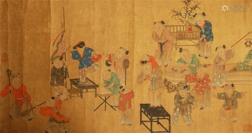 CHINESE SILK HANDSCROLL PAINTING OF …