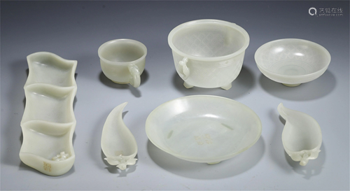 A SET OF CHINESE JADE CARVED SCHOLAR'S OBJECTS