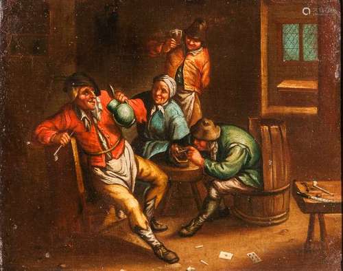 Dutch School, 17th Century Style Smokers and Drinkers in a Tavern