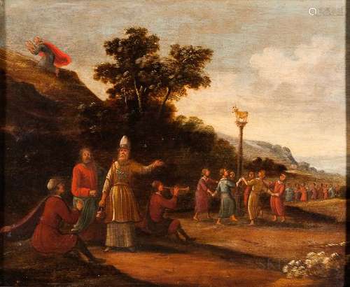 Dutch School, 17th/18th Century Moses Receives the Tablets While the People Dance Around the Go