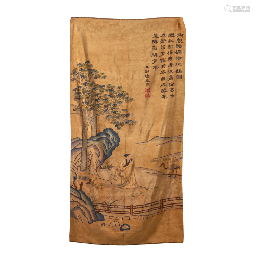 CHINESE EMBROIDERY KESI TAPESTRY DEPICTING SC…