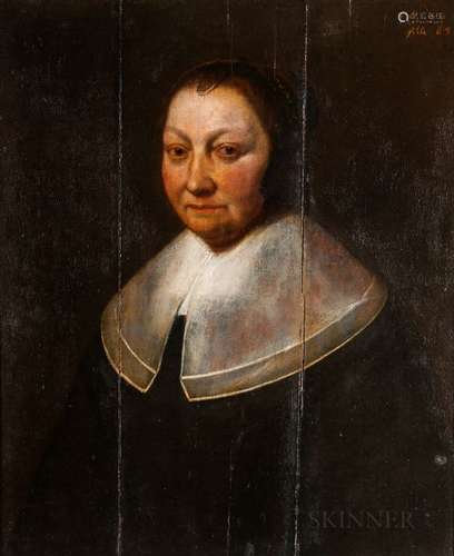 Dutch School, 17th Century Portrait of an Older Woman with a Flat Linen Collar