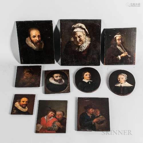 Ten Small Dutch School Portraits of Men and Women