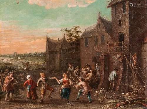 Dutch School, 17th Century Merry Company Outside an Inn