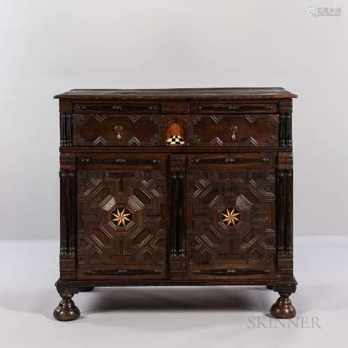 Carved and Inlaid Enclosed Chest of Drawers