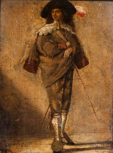 School of Johan le Ducq (Dutch, 1629-1676/77) Standing Figure of a Young Cavalier in a Plumed H