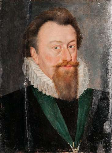 British School, 16th/17th Century, Portrait of a Gentleman with a Long Beard Wearing a Ruff and a Gr