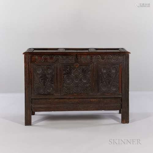 Carved Oak Lift-top Chest