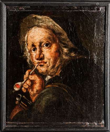 Dutch School, 17th Century Head of a Man Smoking a Pipe