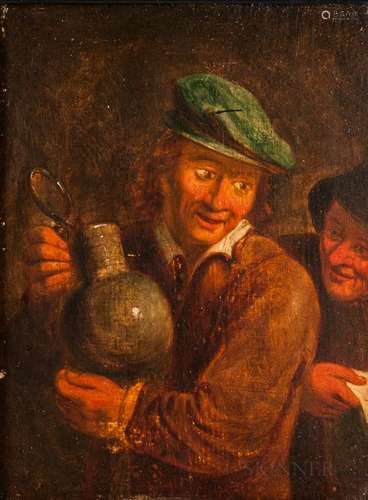 Manner of Adriaen Jansz van Ostade (Dutch, 1610-1685) Man in a Green Cap Holding a Jug