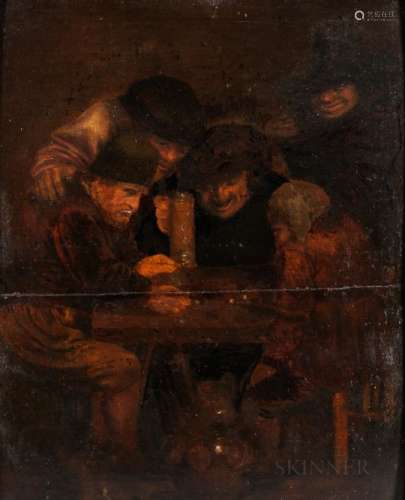 School of Egbert van Heemskerck the Elder (Dutch, 1634-1704) Five Men Playing Dice at a Table