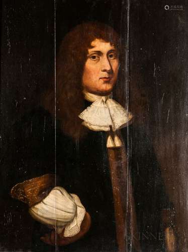 Dutch School, 17th Century Portrait of a Clean-shaven Man with His Hand on His Hip