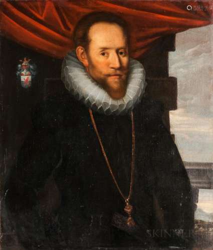 Manner of Marcus Geeraerts the Younger (Flemish 1561-1635) Man in a Ruff, Said to be Thomas Cec