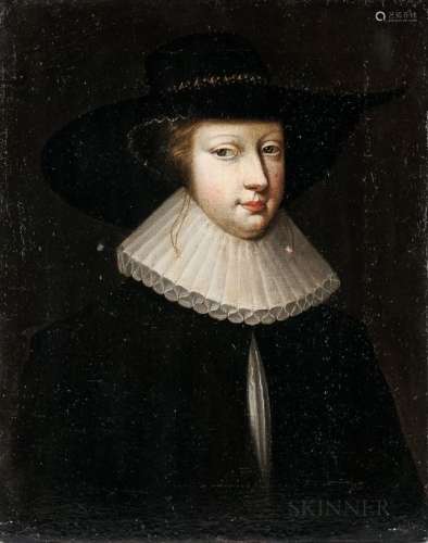 Dutch School, 17th Century Woman in Broad-brimmed Hat and Ruff