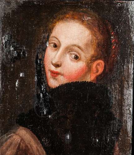 Dutch School, 17th Century Head of a Young Woman Glancing Over Her Left Shoulder