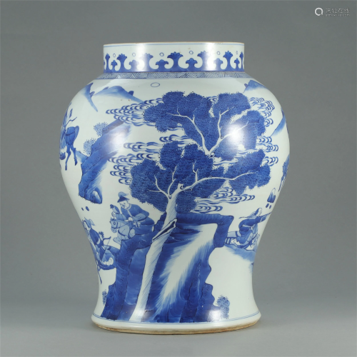 A LARGE CHINESE BLUE AND WHITE PORCELAIN FIG…