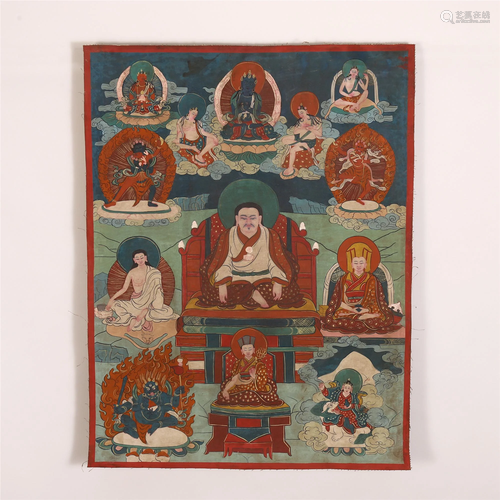 CHINESE TIBETAN THANGKA DEPICTING BUDD…