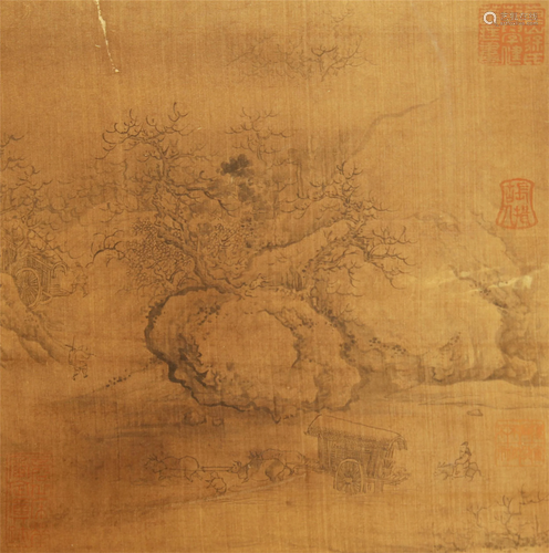 CHINESE SILK HANDSCROLL PAINTING OF L…