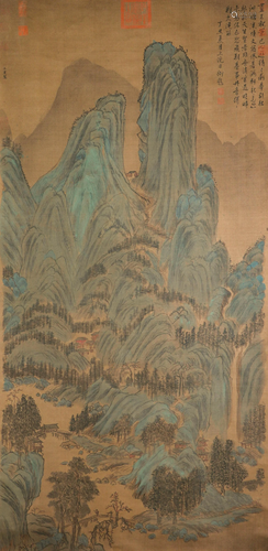 CHINESE SILK HANDSCROLL PAINTING OF …