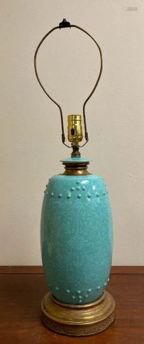 Chinese Porcelain Vase lamp - Green