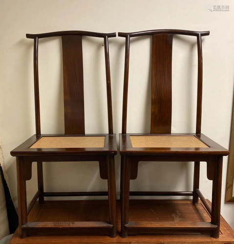 Pair Chinese Hardwood Chairs