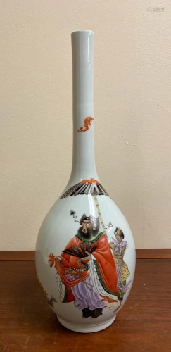 Chinese Longneck Porcelain Vase with Judge of …