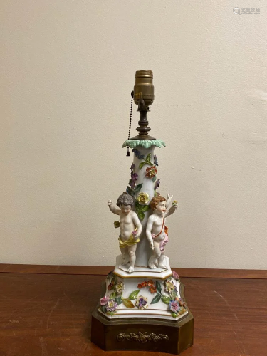 German Meissen Porcelain Figural Lamp