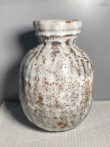 Japanese Studio Pottery Vase with Thick Shino Glaze