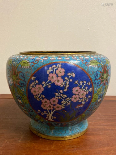 Chinese Cloisonne Planter with Four Season Flower