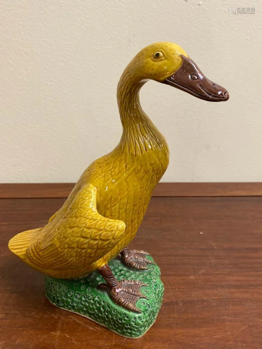 Chinese Yellow Glazed Porcelain Model of Duck